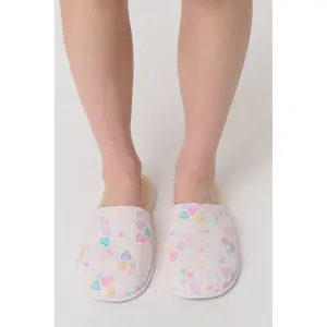 Candy Heart Stripe Quilted Slippers