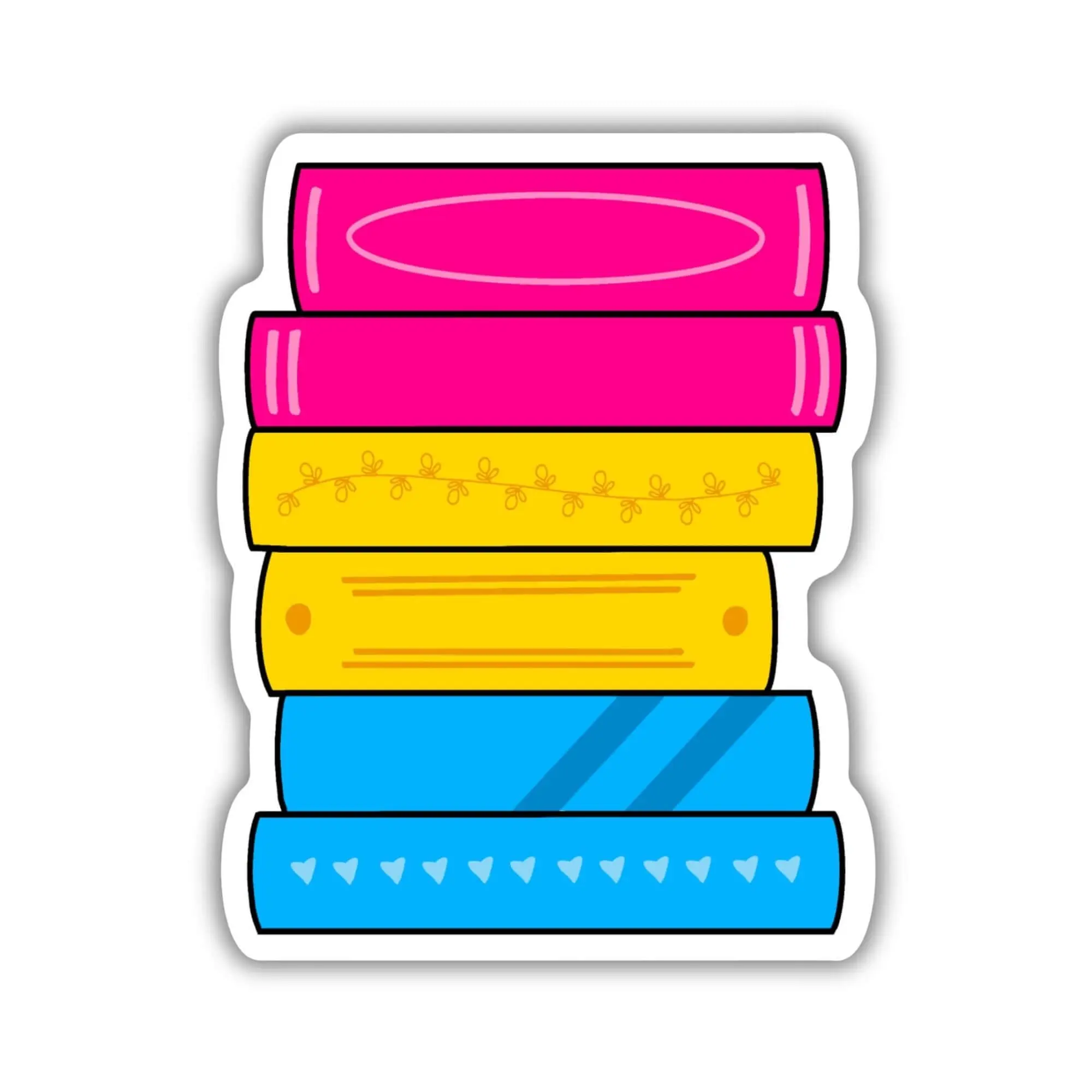 Pansexual Pride Flag Book Stack Sticker