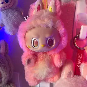 Labubu Loyalty- Adorable Pink Plushie with Large Eyes and Soft Texture