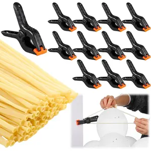 12 Pack Large Balloon Arch Clips 3.5 Inch Heavy Duty Black Clips and 100 count Clear 260 Long Balloons Arch Kit for Garland Frame Background Decoration Balloon Party Wedding DIY Decor