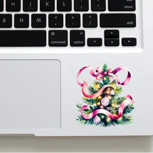 Coquette Bow Cute Christmas Tree Watercolor Graphic 2x2 inches Cut Out Sticker