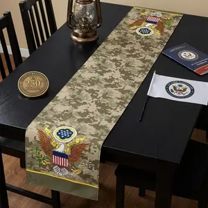 Military US Army Table Runner,Memorial Day Independence Day Veterans Day Military US Army Theme Tablecloth Kitchen Dining Table Linen for Indoor Outdoor Home Party Decor