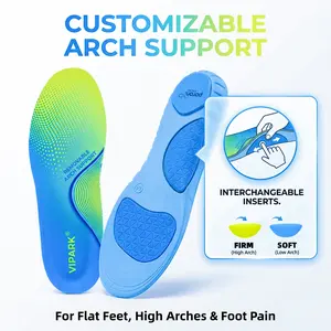 VIPARK Customizable Orthotic Insoles, Adjustable Arch Support & PORON Heel Cushion for Plantar Fasciitis, Flat Feet & Foot Pain Relief