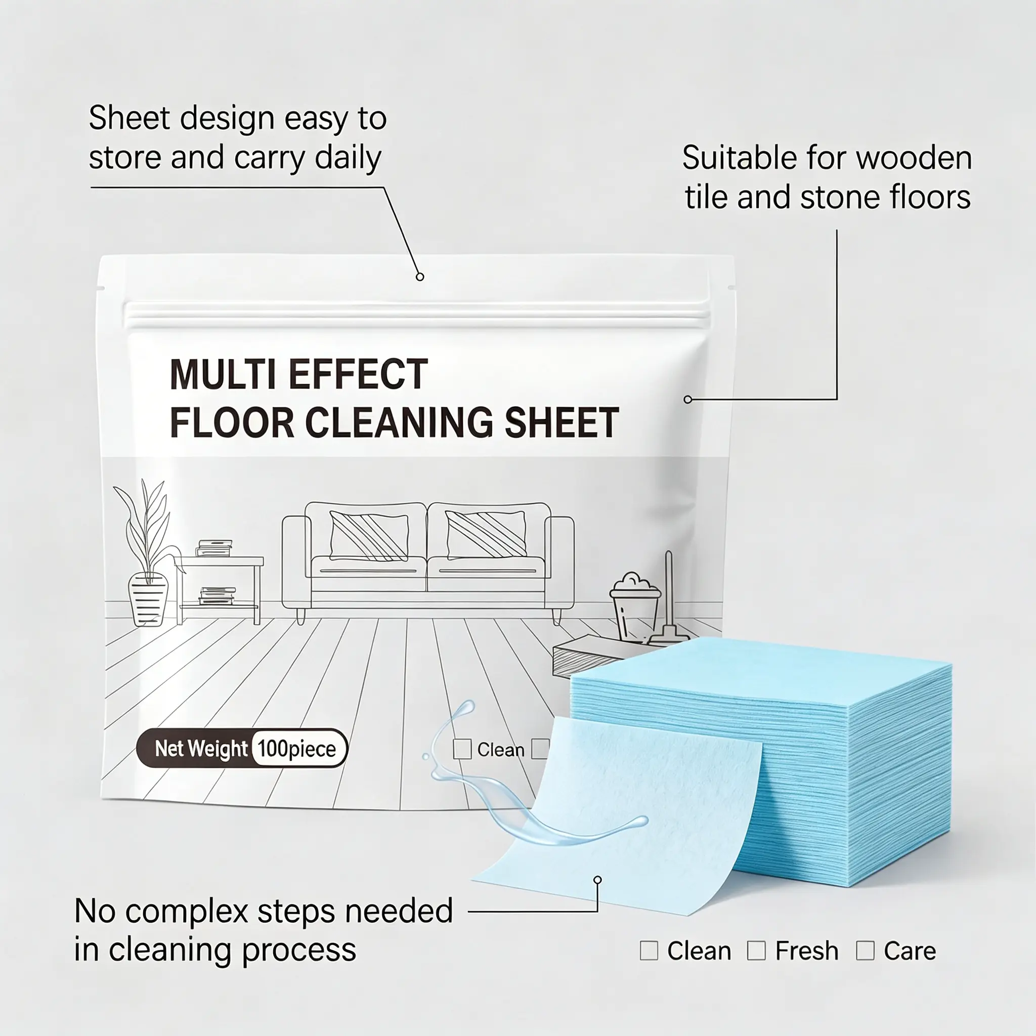 100-Piece Concentrated Eco-Friendly Household Floor Cleaning Tablets, All-Purpose Scented Cleaner for Hardwood, Laminate, Tile - Antibacterial, Deodorizing, Stain Removal for RV Walls, Floor Cleaner, All-Purpose Cleaner