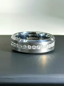Black Moissanite Band Ring for Men & Women | Iced Out Wedding Band | Luxury Tungsten Ring | Anniversary Gift | Diamond Look Ring