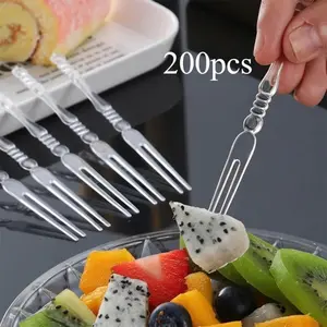 200pcs Fork Fruit & Appetizer Forks - 4" Portable Cocktail, Salad, And Dessert Picks For Parties And Events