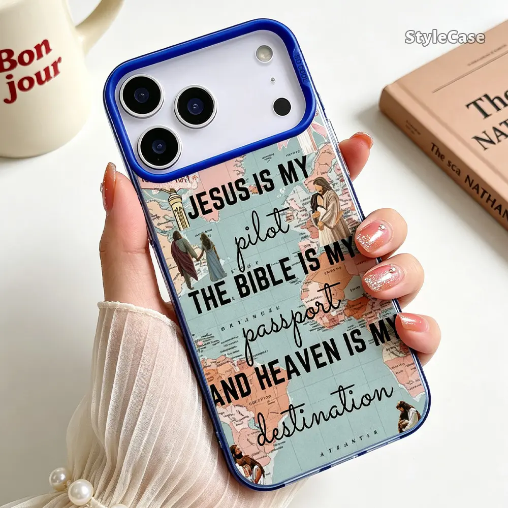 Jesus Bible Blue Phone Case for iPhone 18 17 16 15 14 13 12 11 Pro Max Plus Air, Cute Shockproof TPU Protective Cover CYXL260703024