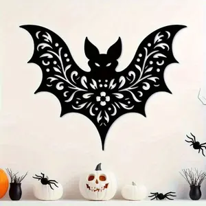 Gothic Bat Metal Wall Decor Indoor Outdoor Iron Sculpture, Perfect Halloween Gift for Living Room Garden Decoration Wall Art Decoration