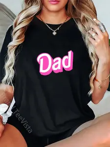 100% Cotton Dad Pink & White Overlapping Font Costume T-Shirt