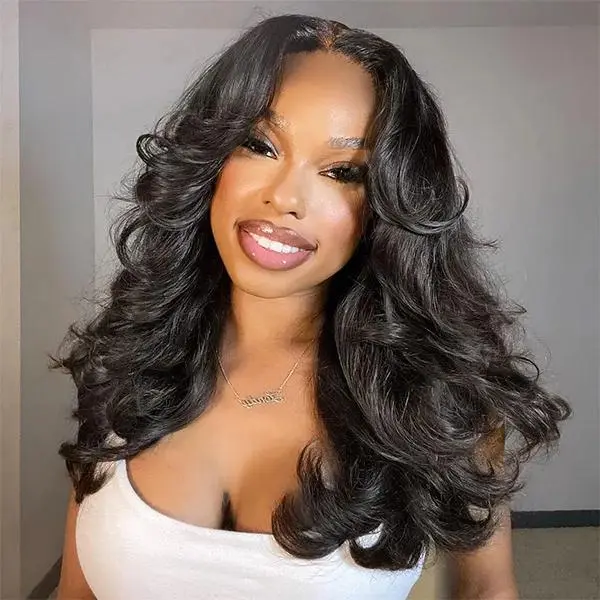ISEE HAIR 7x5 HD Lace Glueless Human Hair Wig - Wear Go, Body Wave, Face Framing Curtain Bangs, Pre Bleached, Pre Cut, Beginner Friendly, Body Wavy Wigs, #TikTokShopSpringGlowUp, Glueless Wigs