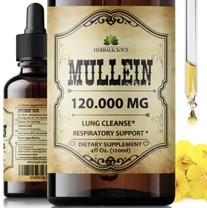 Mullein Leaf Extract - Verbascum Thapsus Liquid Supplement - Herbal Tincture Promoting & Detox Lungs, Respiratory & Digestive Wellness - Lung Cleanse - Vegan Drops, Non-GMO - 4 fl. Oz Natural Edible Healthcare