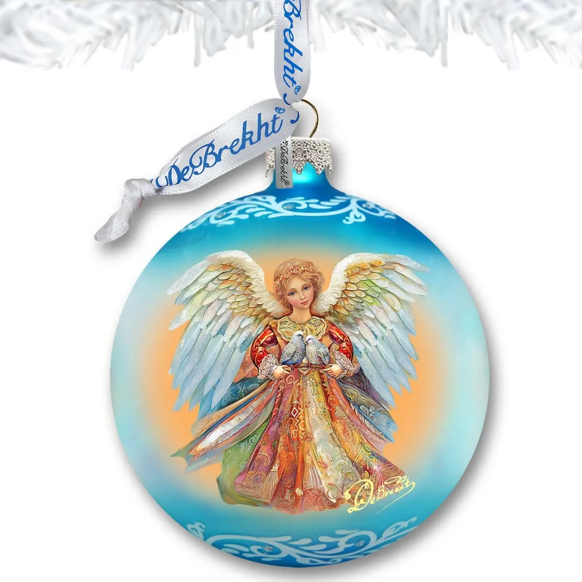 Designocracy 73385 Handpainted Satin-Painted Mercury Glass Nativity Angel Ornament, 3x3.5 in. - Indoor Christmas Tree Home Festive Decoration