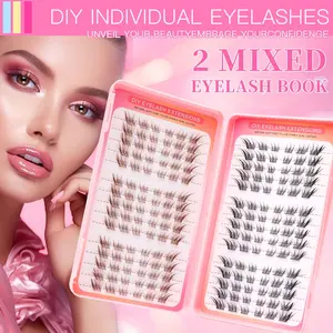 DIY Segmented False Eyelashes C Curl, Natural Dense Mixed Length Solid Form, Non-Toxic Daily Use Makeup Extension