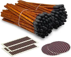 4" Brown Stick Black Tip Espresso Matches (100 Count, + Striking Stickers) | Decorative Unique & Fun for Your Home, Gifts, Accessories & Events | Premium Long Wood Safety Matches by Thankful Greetings