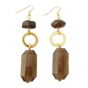 Smoky quartz nugget earrings