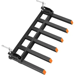 Clamp on Debris Forks to 48 in Bucket, Heavy Duty 5 Fork Tines Clamp-on Pallet Attachments with 2500 LBS Capacity Fit for Tractor Bucket, Skid Steer Loader