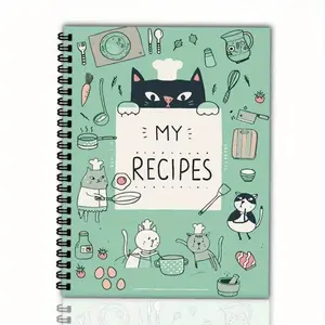 Cute Cat Themed Cooking Recipe Book, Spiral Bound Notebook, Fun and Healing Design, Practical Record Tool, Enjoy Life in Warmth