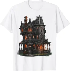 Gothic Victorian Haunted House Halloween T-Shirt - Victoriaj Shop 32B0D9PBPKPL