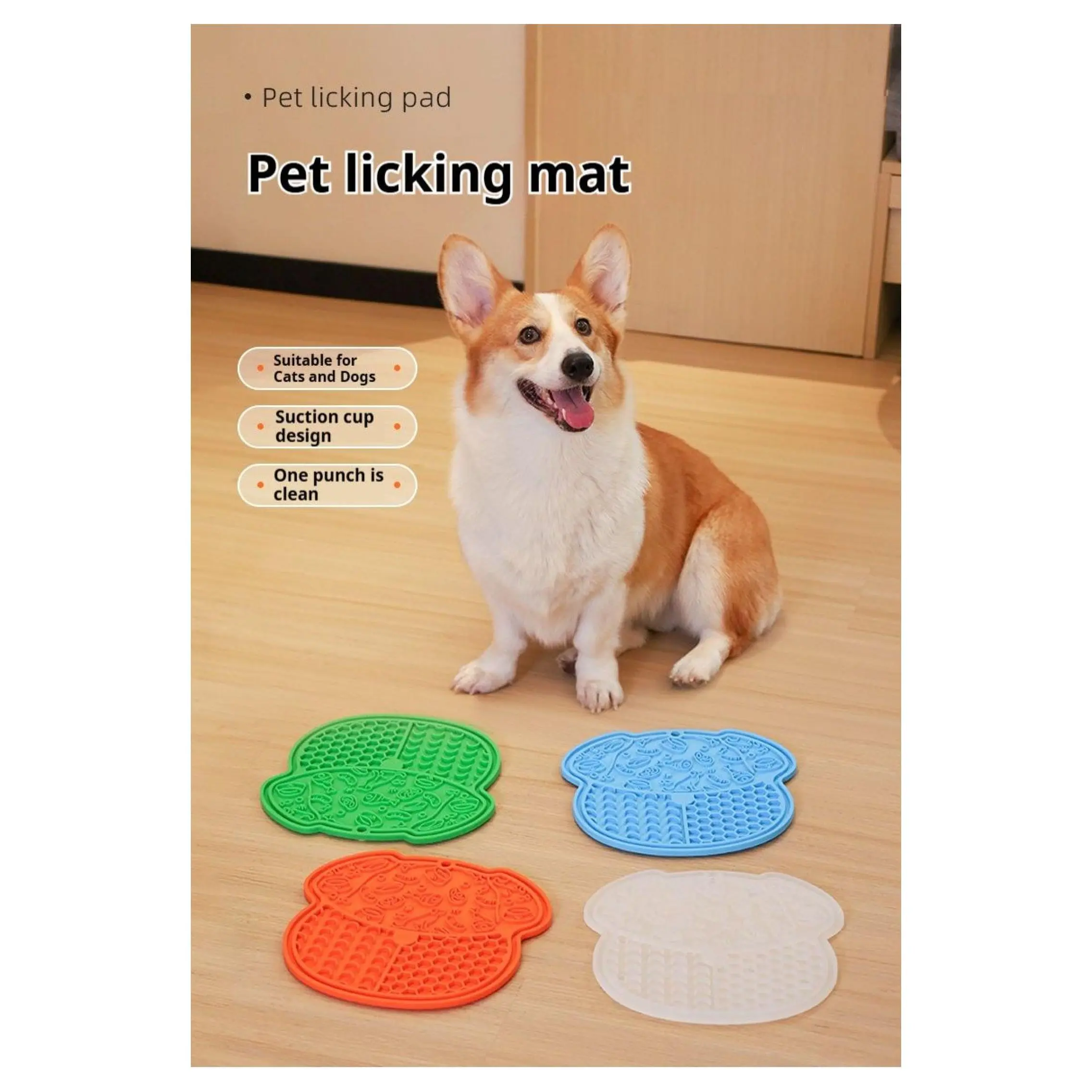 Lick Mat for Dogs & Cats - Slow Feeder Pet Lick Mat with Suction Cups, Food Grade Silicone Licking Mat for Anxiety Calming & Grooming, Treat Dispensing - Blue, Medium