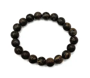 Matte Bronzite Beaded Bracelet - 8mm Handmade Stretch Magic String for Daily Wear & Special Occasions Root & Sacral Chakra Alignment