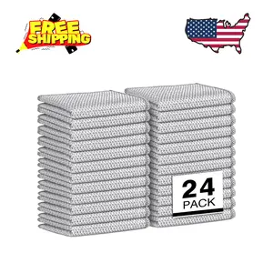 Non Scratch Wire Dishcloth 24PK, Wire Dishwashing Rag for Wet and Dry, 7"×8"