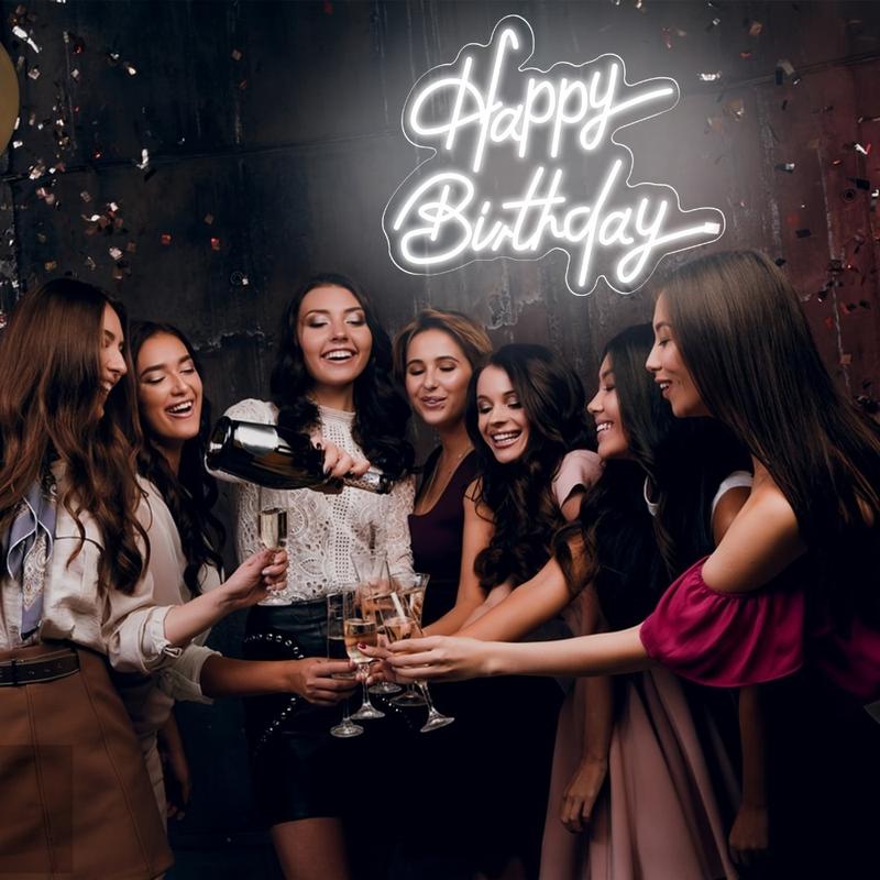 Happy Birthday Neon Wall Decor, LED Lighting Signs Birthday Decor, Home Decor Birthday Lighting LED Signs, Best Personalized Birthday Gifts for All Parties (16 ", Warm White)