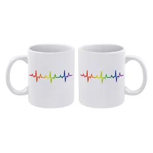 1pc Gay Heartbeat Pride Rainbow Flag LGBTQ Cool LGBT Ally Gift Mug