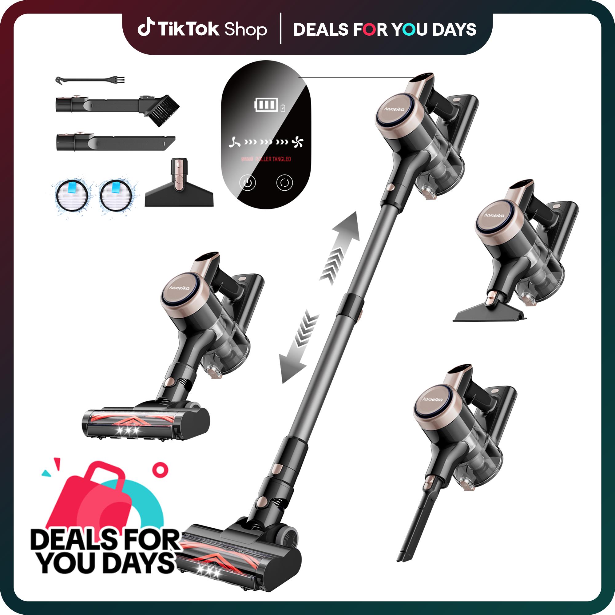 Homeika Cordless Vacuum Cleaner-H318, 300W 23KPa Lightweight Stick Vacuum with 48mins Runtime Battery, 3 Suction, LED Display, Powerful Vacuum Cleaner with Sofa Brush for Hard Floor/Carpet/Pet Hair/Car