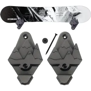 Snowboard Wall Mount Rack with Hooks Heavy-Duty Wall Storage Display for Snowboards Skis & Gear Space-Saving Organizer for Garage Bedroom & Sports Rooms Easy Install Black