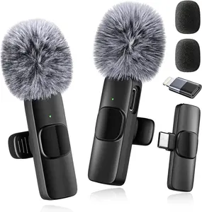 microphone for content Mini Mic Pro (Latest Model) - Wireless Mini Microphone for iPhone, iPad, Android - 2 Pack Lavalier Microphone for Video Recording - iPhone Mic Crystal Clear Recording with USB-C for Content Creators