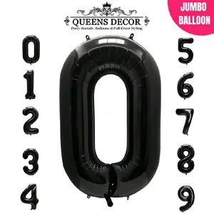 32in Jumbo Number Balloon Black Foil for Party Balloons & Balloon Styling