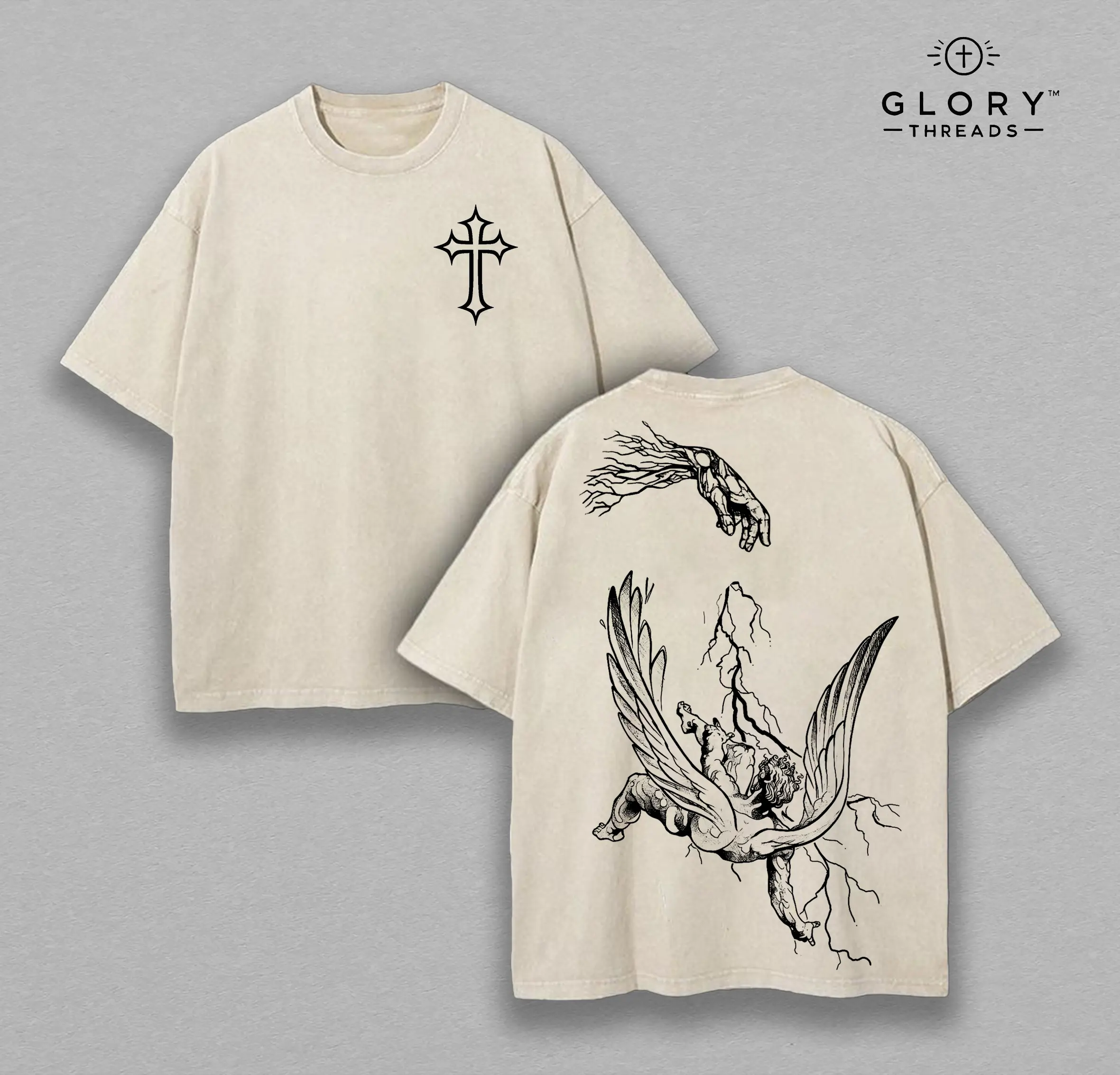 Fallen Angel – Divine Judgment Graphic Tee Chrsitian Washed T-Shirt, Bible Verse Religious Aesthetic Spiritual Fashion USA Church Outfit Easter Tee, Christian Apparel Streetwear Gym Menswear Oversized Top Men or Women