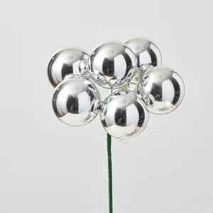 Shiny Silver VP Ball Ornament Holiday Pick - 8"