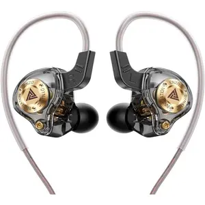 Wired Gaming Headphones IEM Earphones with 1DD，QKZ ENZO in Ear Monitor, HiFi Earbuds, Bass Sound with New 11mm Dynamic Driver for Video Music Gaming (Black)
