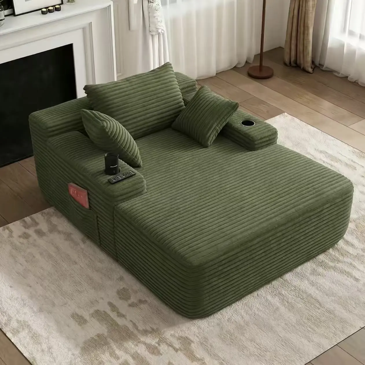 Green‑Plush (with Cup Holder and Side Pockets)
