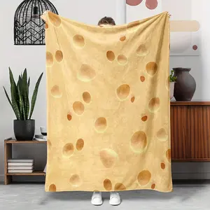 Funny Swiss Cheese Holes Print Soft Flannel Blanket - Novelty Food-Themed Warm Plush Throw, Ideal Birthday Christmas White Elephant Gift for Cheese Lovers, Perfect for Bedroom Sofa Couch Home Decor
