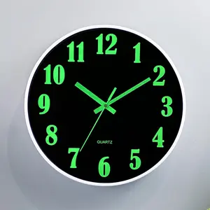 Modern Night Light Wall Clock, 1 Count Battery Operated Glow in The Dark Silent Clock, Wall Clock for Living Room Kitchen Bedroom Decor Home Decor