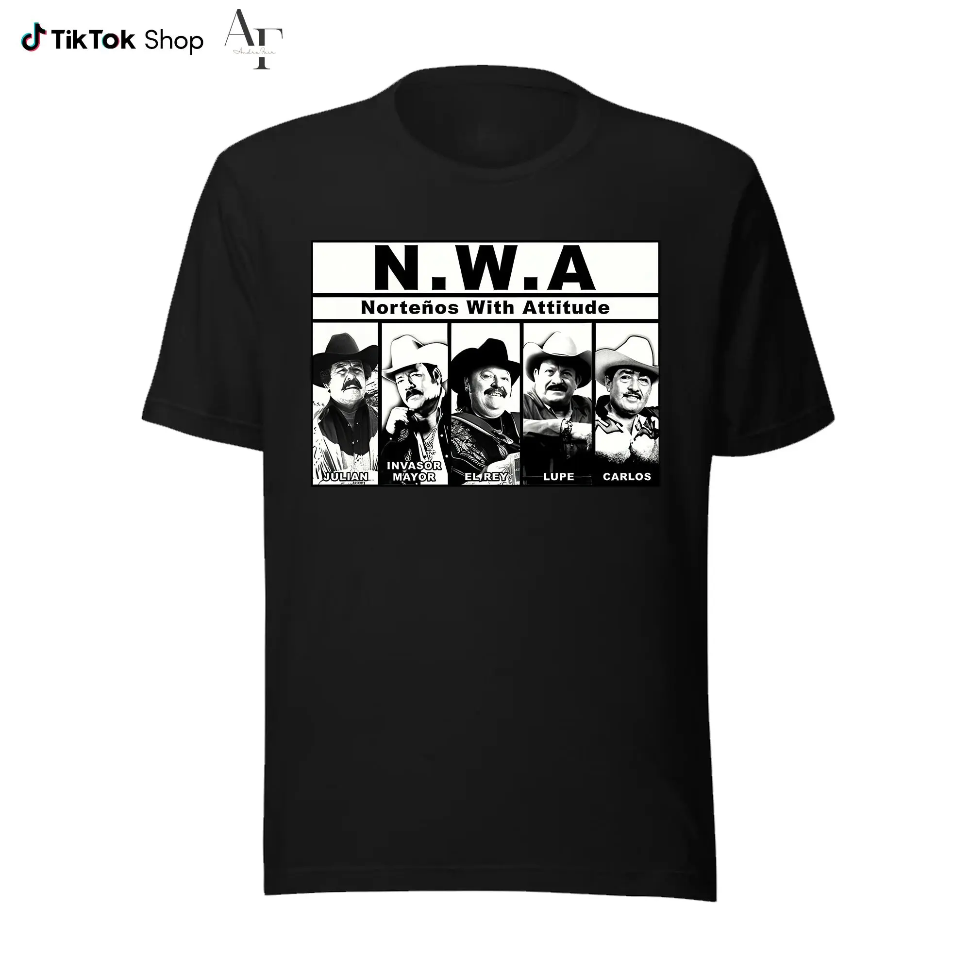 Men's 100% Cotton Short-Sleeve Graphic T-Shirt - Nortenos With Attitude NWA Merch, Smooth Casual Hip Hop Streetwear Menswear Top, Seamless, Shortsleeve