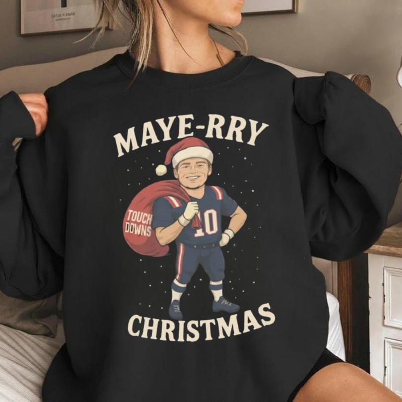 Drake Maye New England Christmas Shirt, Patriots Unisex XMAS Gift , Xmas New England Football Sweatshirt