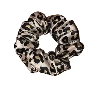 Big Real Silk Scrunchies for Women Extra Large Scrunchie Mulberry Silk Leopard Oversized Silk Scrunchy for Thick Hair Elastic Hair Ties Jumbo Hair Scrunchies