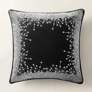 Z Gallerie Grace Holiday Pillow 20" - Black Embroidered Cushion