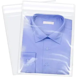 12" x 15" (100 Count) Clear Cellophane Bags - Self Sealing Cello Plastic Poly Bags- for Clothing, T-Shirts, Pants