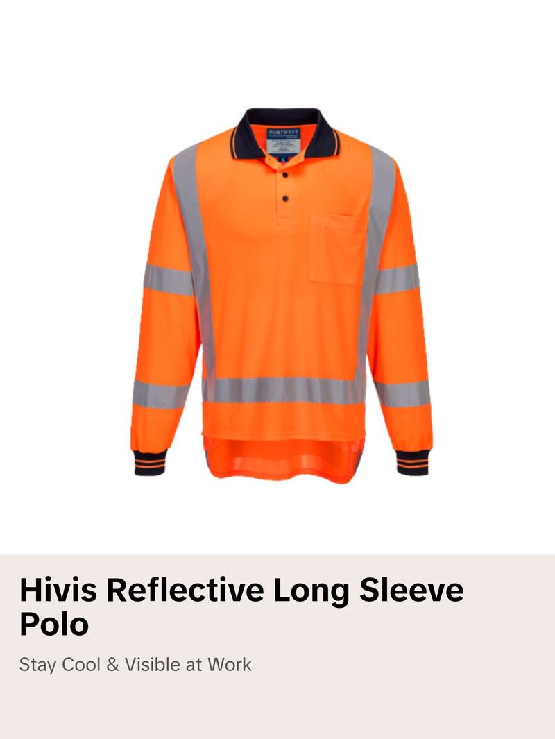 Portwest TTMC Long Sleeve Polo 2 Tone Comfort HiVis Reflective Work Safety TM312