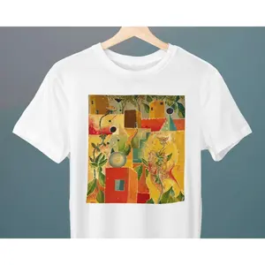 Men's artistic expression and modern design Graphic T-Shirt - Short Sleeve Crew Neck Regular Fit Casual Wear | Soft & Breathable Fabric, Durable Print, Everyday Comfort, Machine Washable, abstract art a vibrant abstract composition featuring geometric