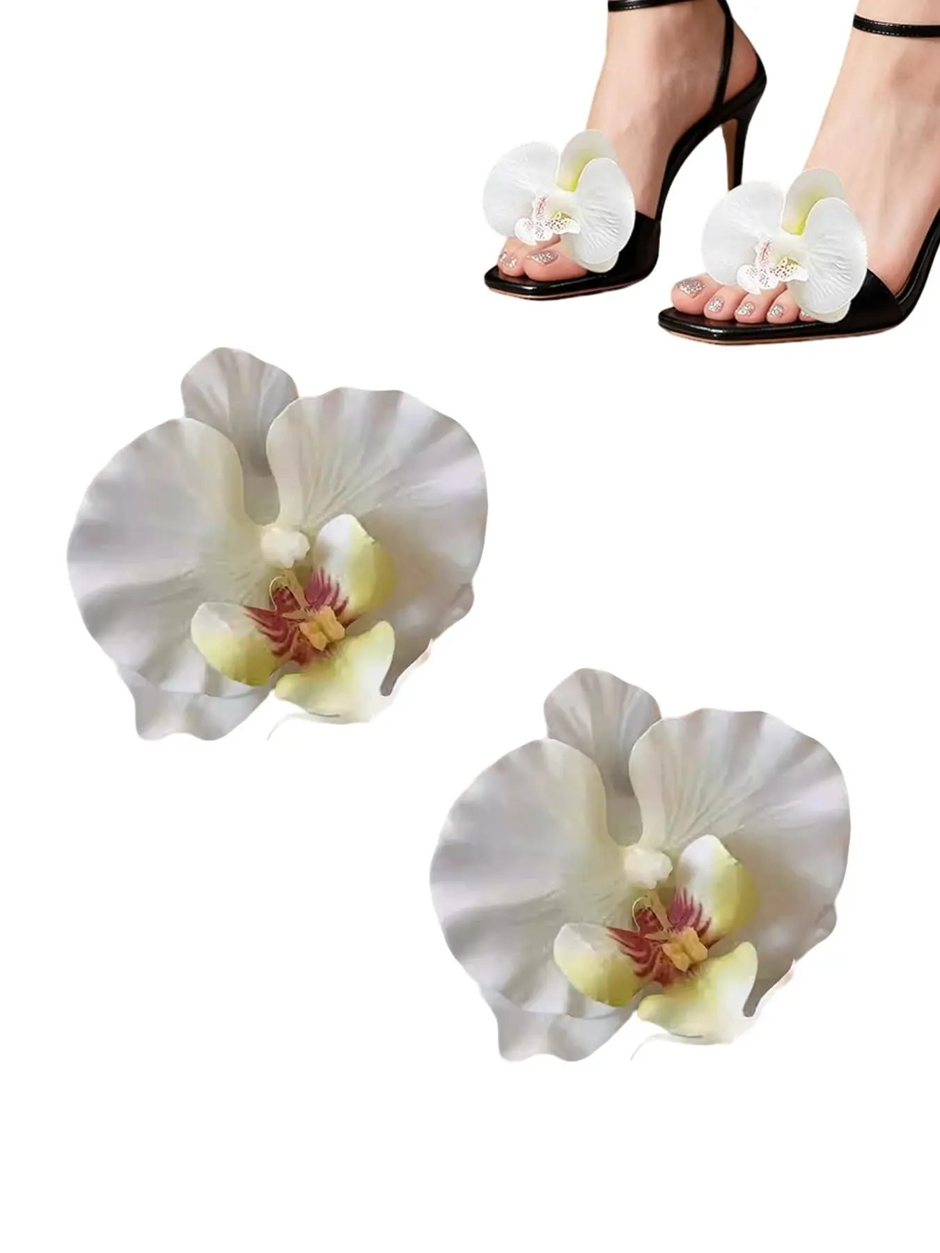 Butterfly Orchid Flower Shoe Clips, Detachable Floral Shoe Decor Set, Shoe Charms, Fashion Decoration for Shoes Bags Phones High Heels Ballet Flats