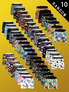 10 Random Men's Boxer Shorts Variety Pack, Casual Comfortable Design for All Seasons, Tight-Fitting and Moderate Thickness, Boxer Briefs Set