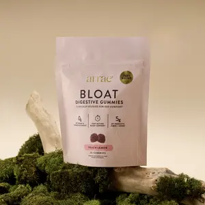 Arrae Bloat Gummies | Fast-Acting Bloating Relief Peach Lemon Gummies | Clinically Proven| 28 ct| Natural Healthcare Dietary Supplement Edible Fiber Bathroom Fitness Fitness
