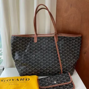 Pre-owned Goyard coated canvas Tote Bags Saint Louis Tote black&brown canvas coated