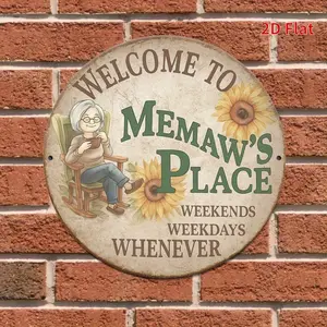 1pc 2D Flat Printing Welcome to Memaw'S Place Pattern Metal Sign |   8 inches, Durable Aluminum Material, Easy to Hang, Suitable for Bedrooms, Kitchens, Dining Rooms - Perfect Home or Office Gift, Room Decoration