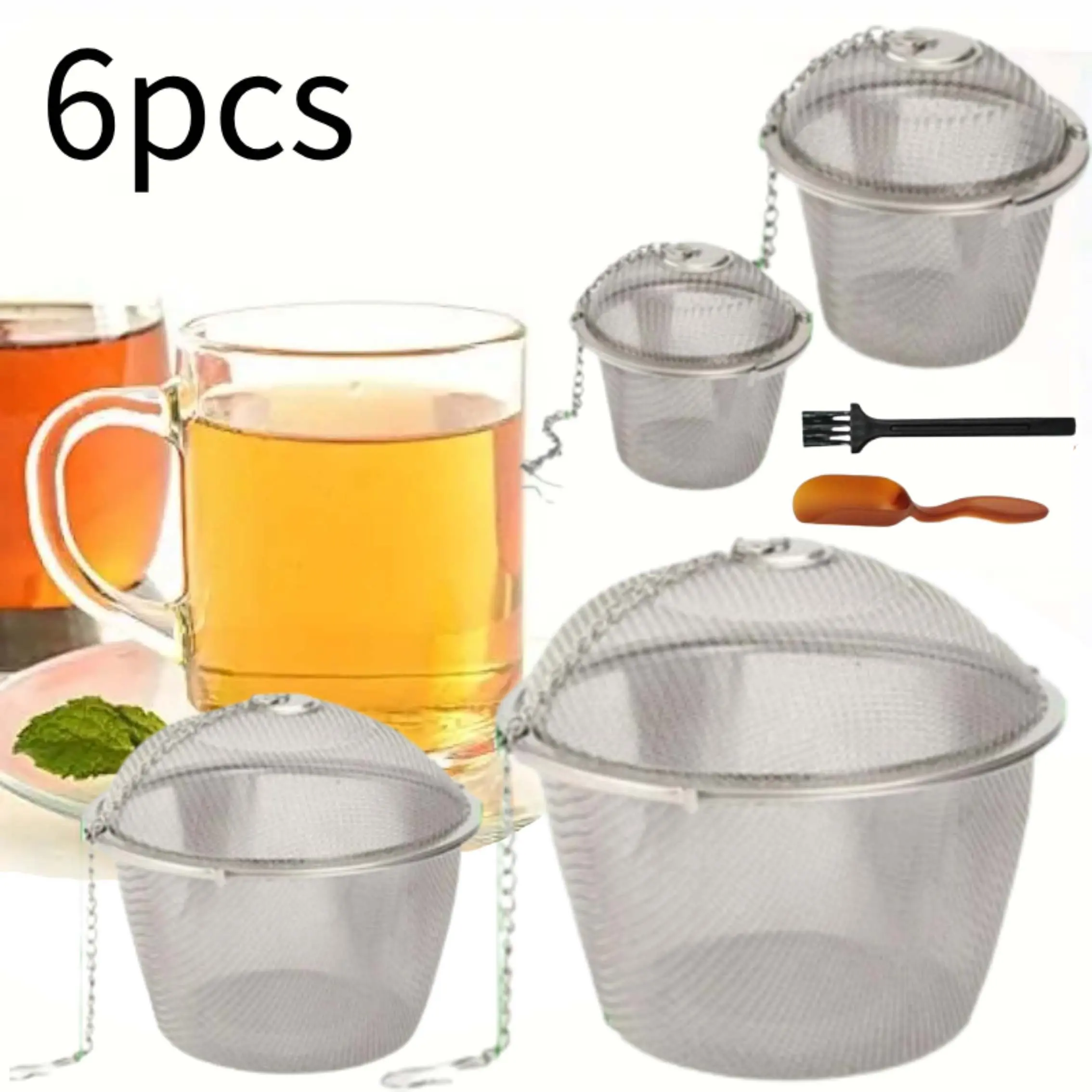 4 Pieces Stainless Steel Tea Spice Strainer, Tea Strainer Infuser Tea Ball, Durable Reusable Stainless Mesh Teakettle Locking Tea Filter Infuser Spice Kitchen Teaware kitchen utensil gadget